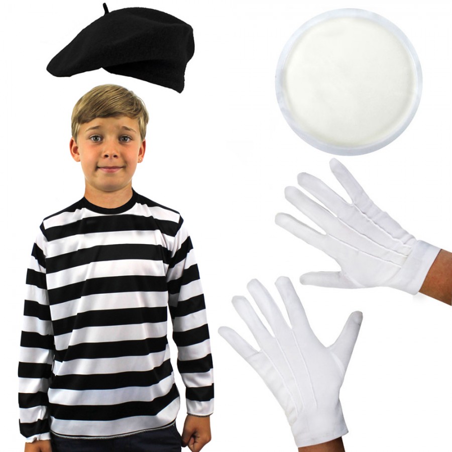 Childs French Mime Costume Black