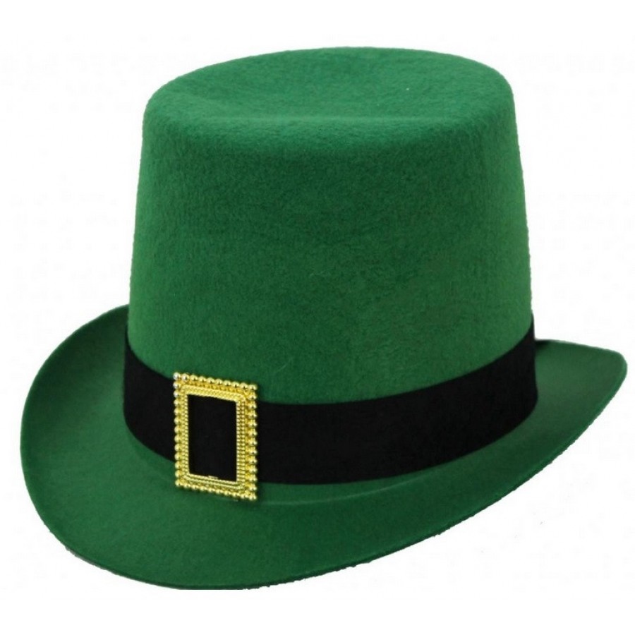 Irish Green Top Hat with Golden Buckle