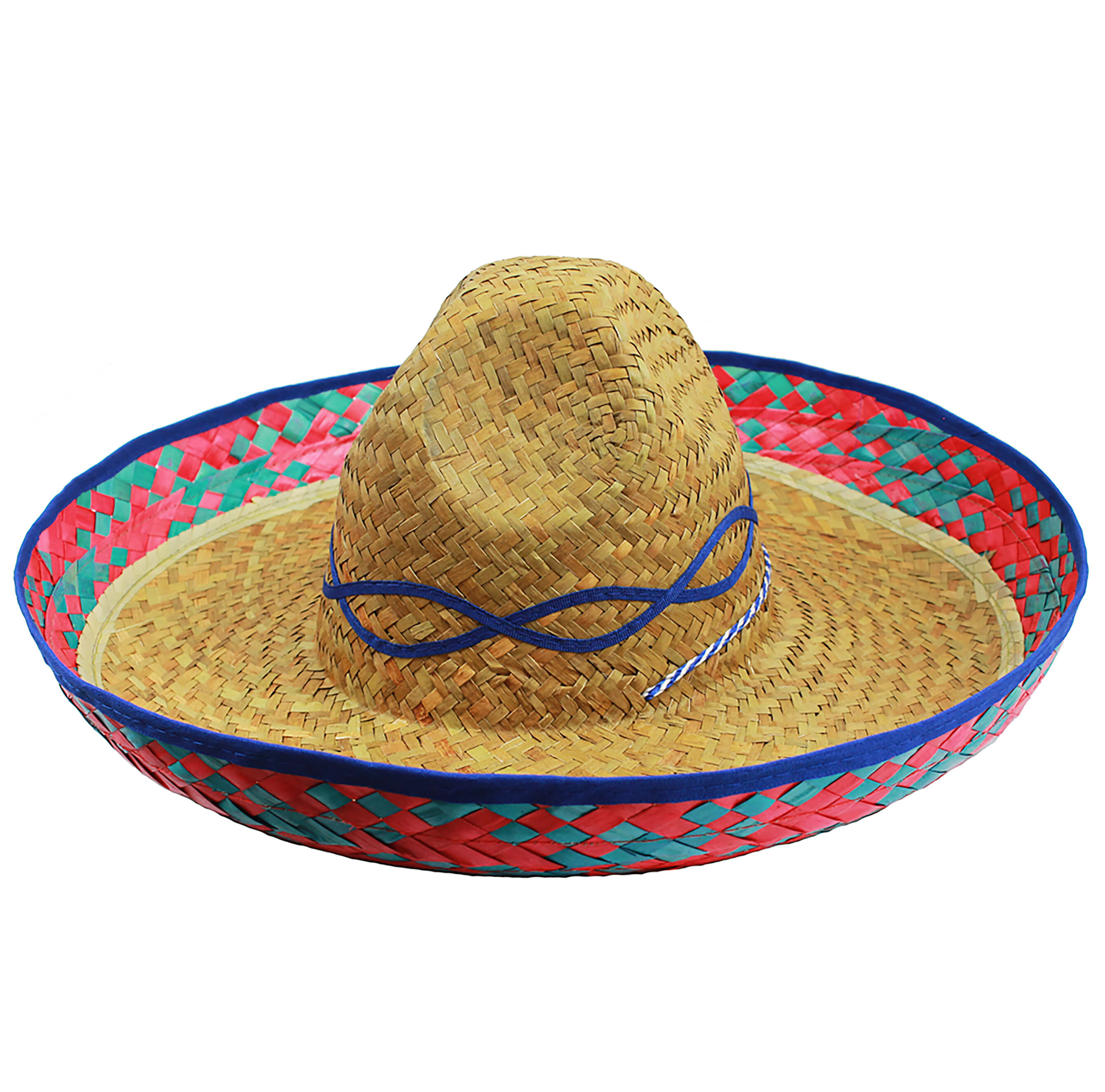 Mexican Sombrero Straw Hat with Blue Design - I Love Fancy Dress