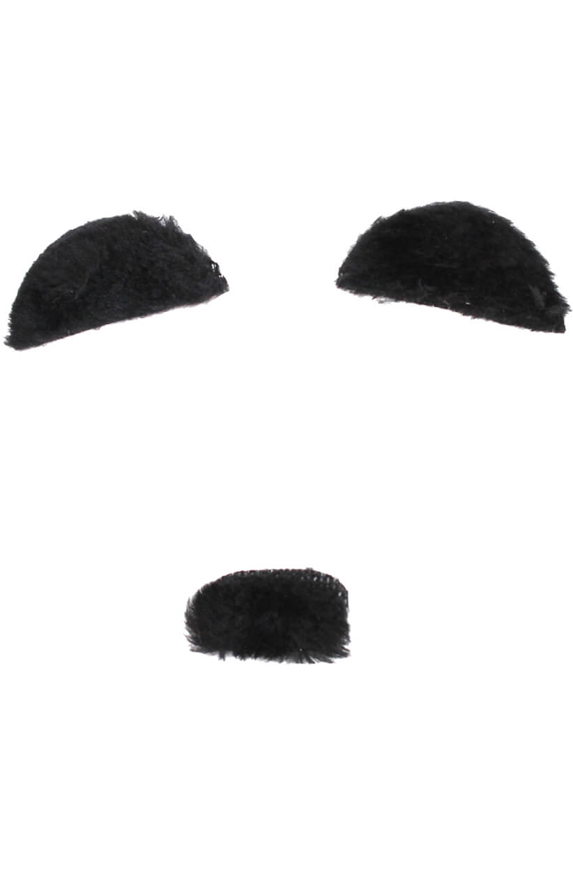 Charlie Chaplin Black Tash Mustache and Eyebrows Self Adhesive Facial Hair