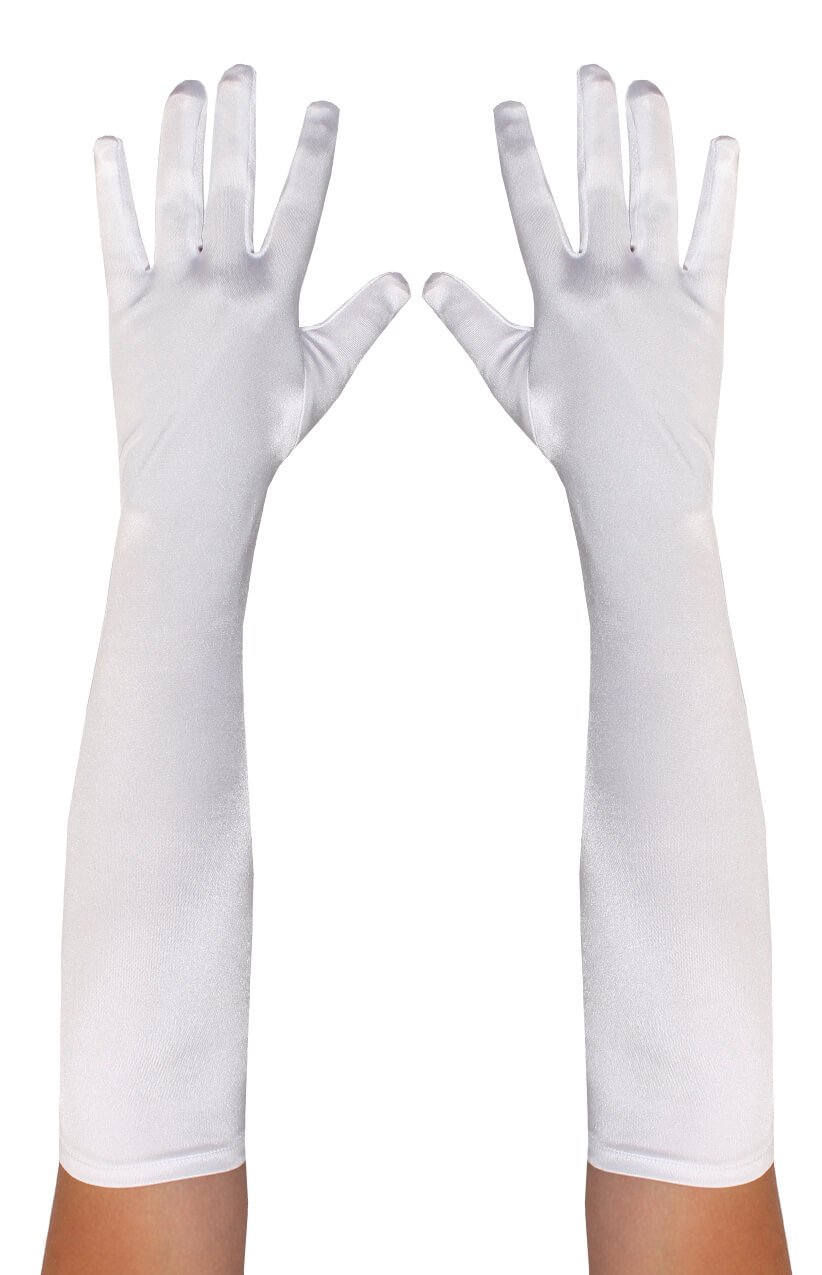 White arm length clearance gloves