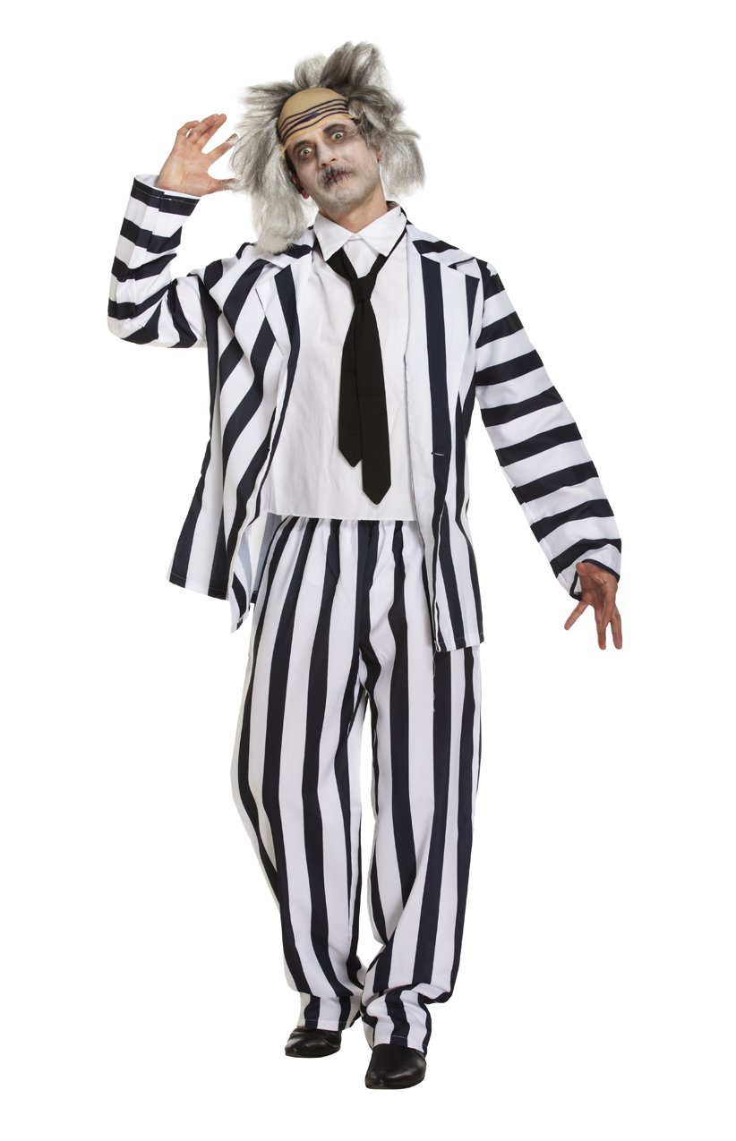 Couples Ladies & Mens Striped Crazy Ghost Film Halloween Fancy Dress Costumes