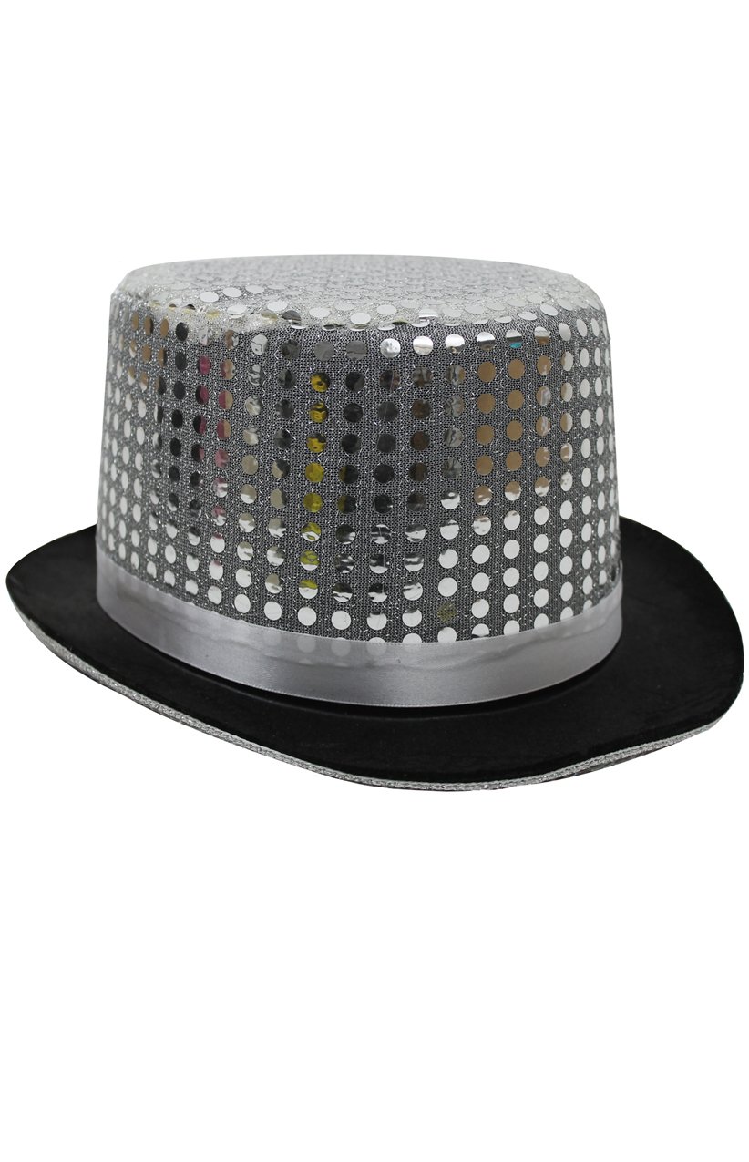 silver sequin top hat