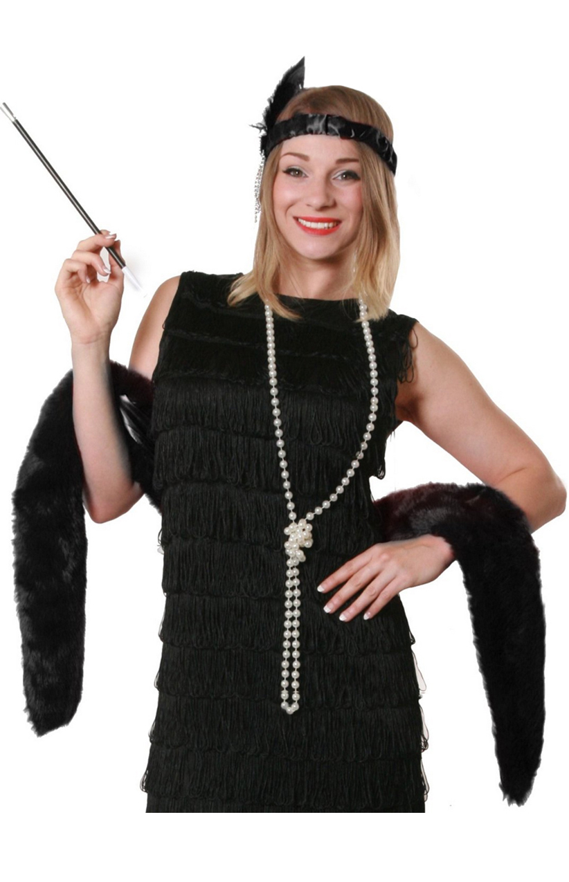 1920's 1940's  Fake Pearl Necklace Flapper Gangsters Moll Fancy Dress Accessory 
