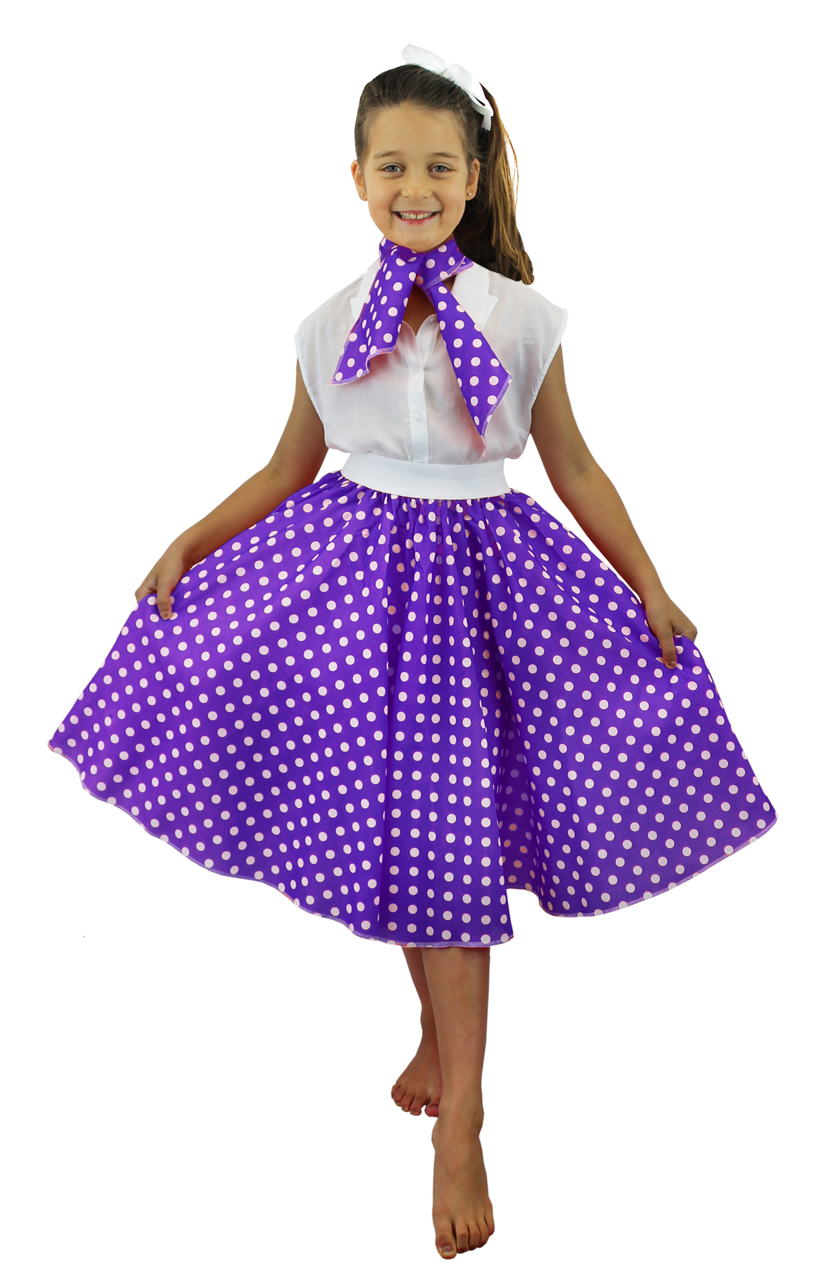 purple polka dot skirt