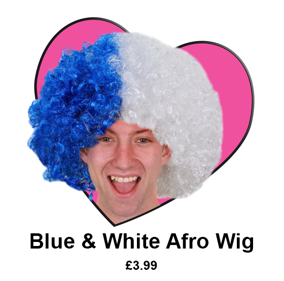 Blue and white afro wig £3.99
