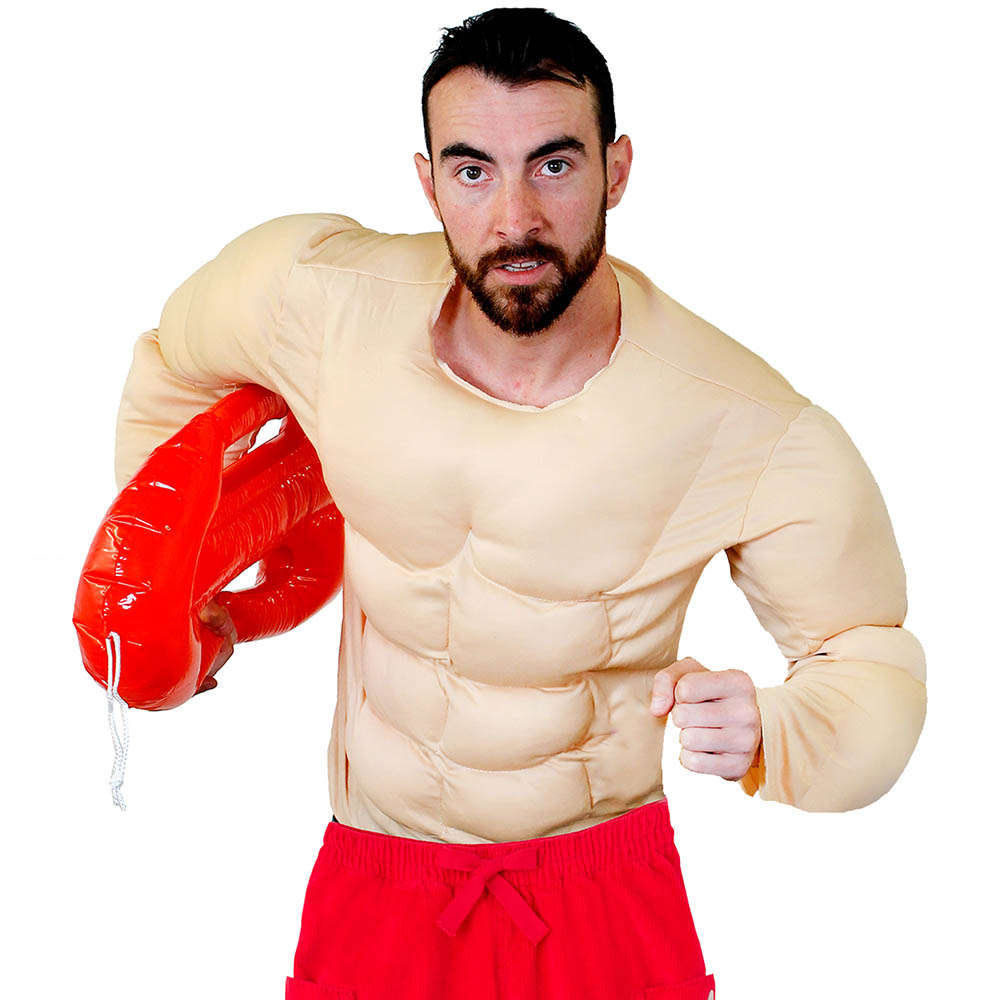 LIFEGUARD COSTUME T-SHIRT AND FLOAT MENS WOMENS 1980S FANCY DRESS OUTFIT SUMMER