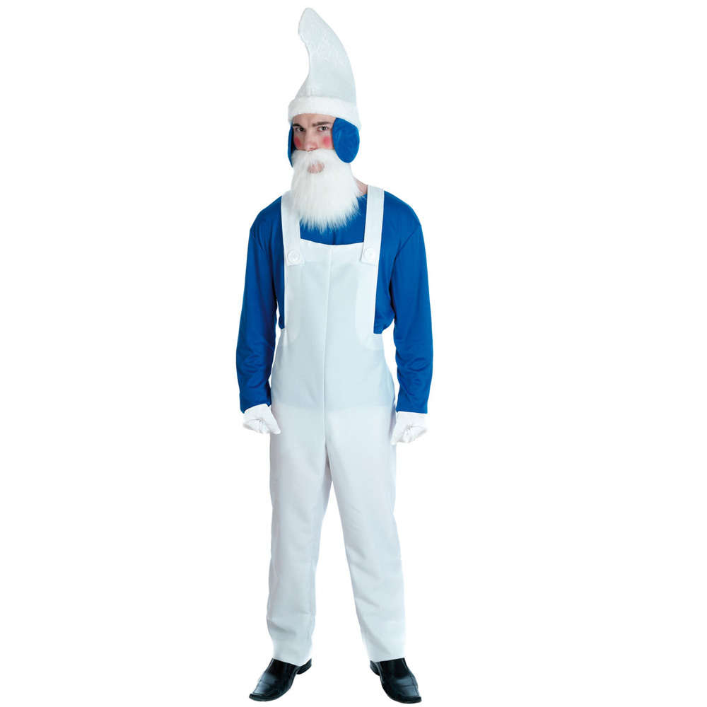 MENS STRONG GNOME FANCY DRESS COSTUME BLUE MUSCLE CHEST 80S TV CARTOON FILM 