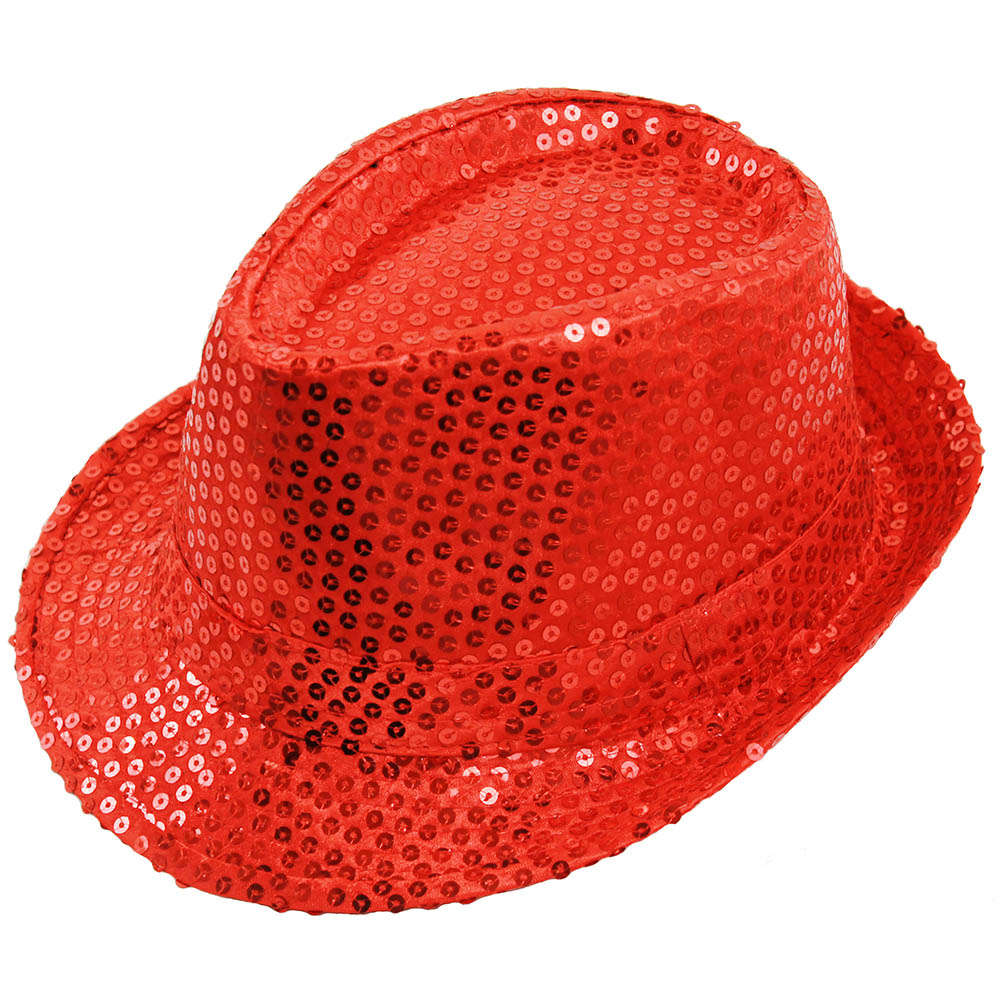 Red Sequin Fedora Hat - I Love Fancy Dress