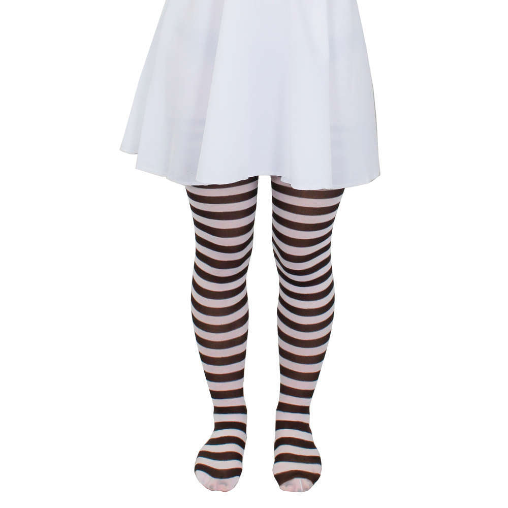 Childs Brown and White Striped Tights - I Love Fancy Dress