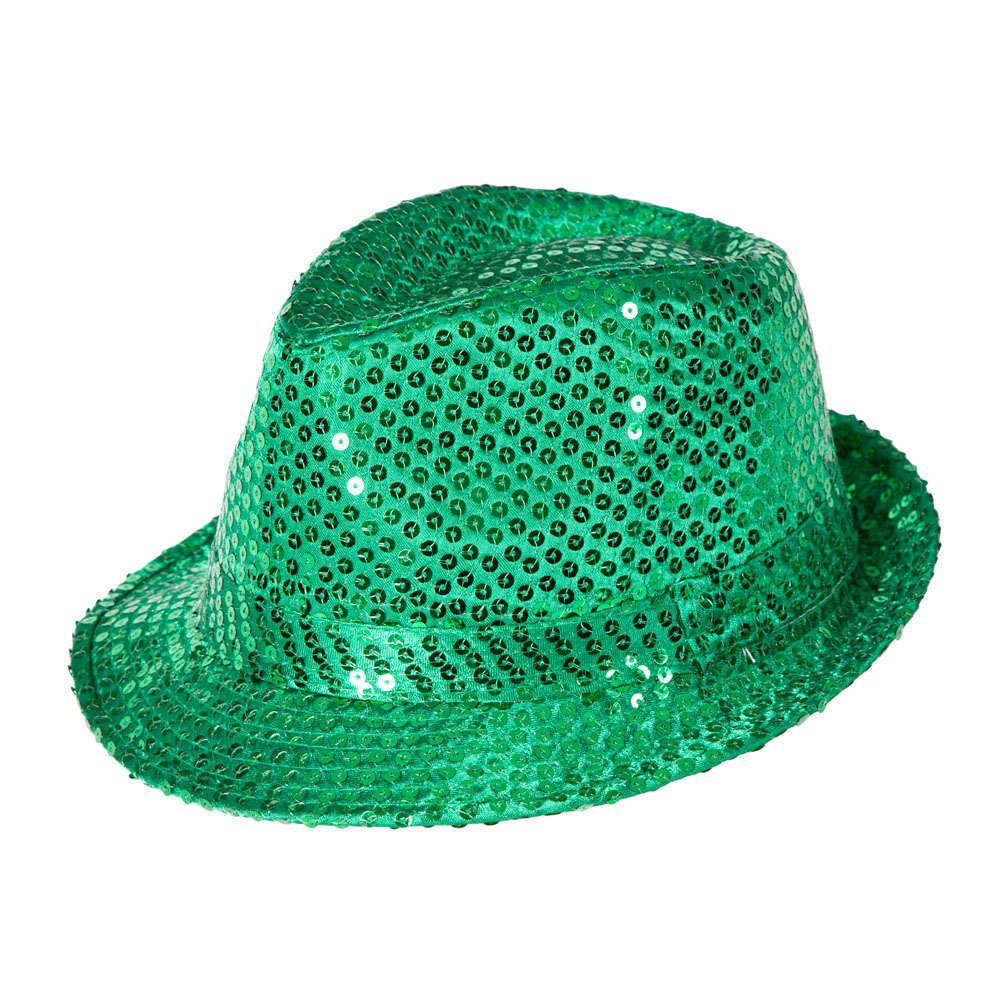 Green Sequin Fedora Hat - I Love Fancy Dress