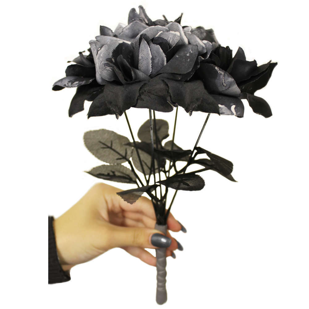 Black Rose Bouquet Black Fake Dead Flowers 