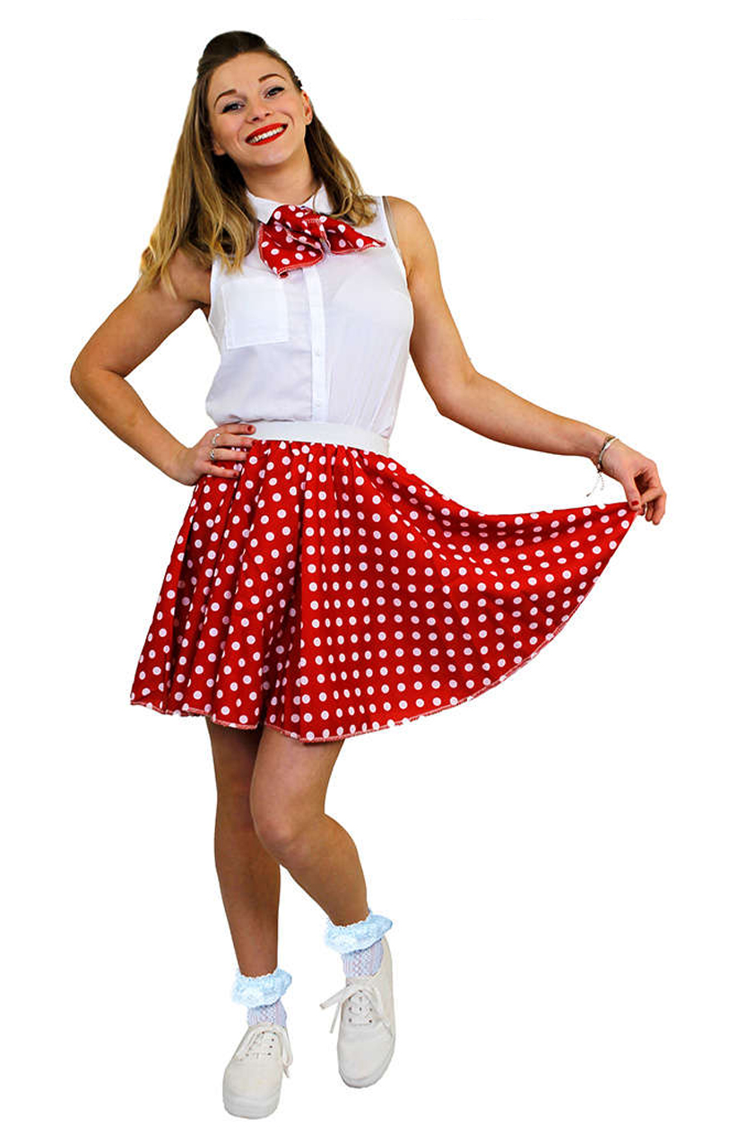 red dress with white spots