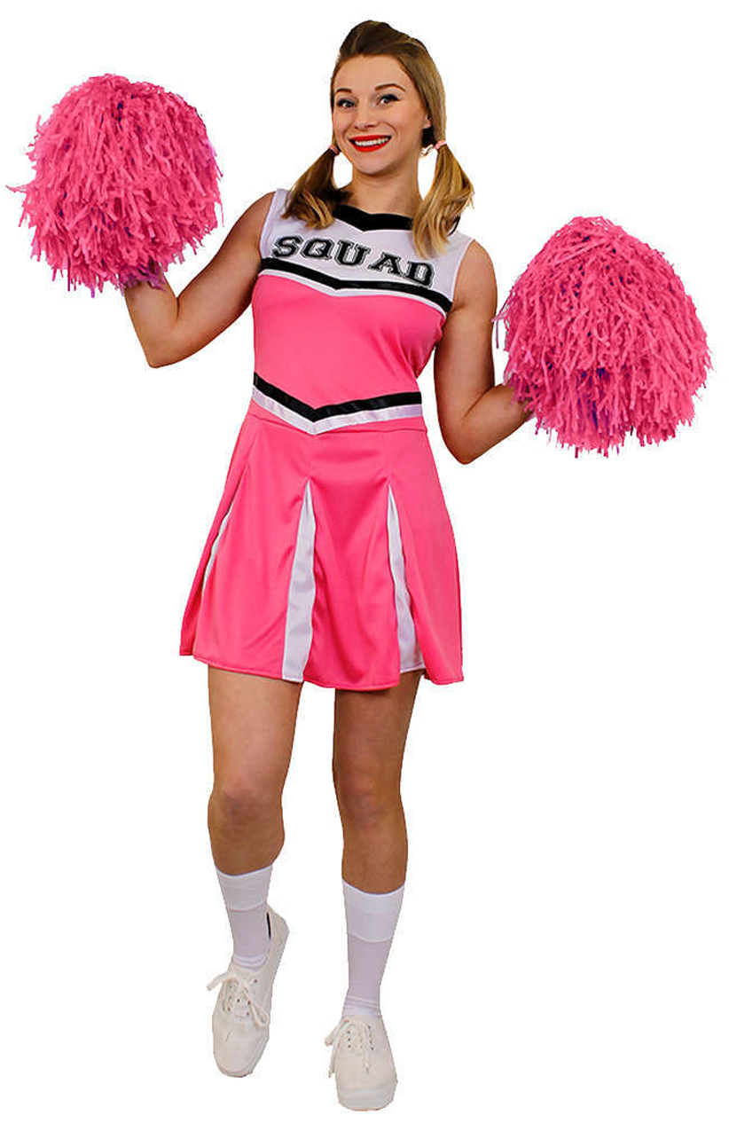 Ladies Pink Cheerleader Costume I Love Fancy Dress