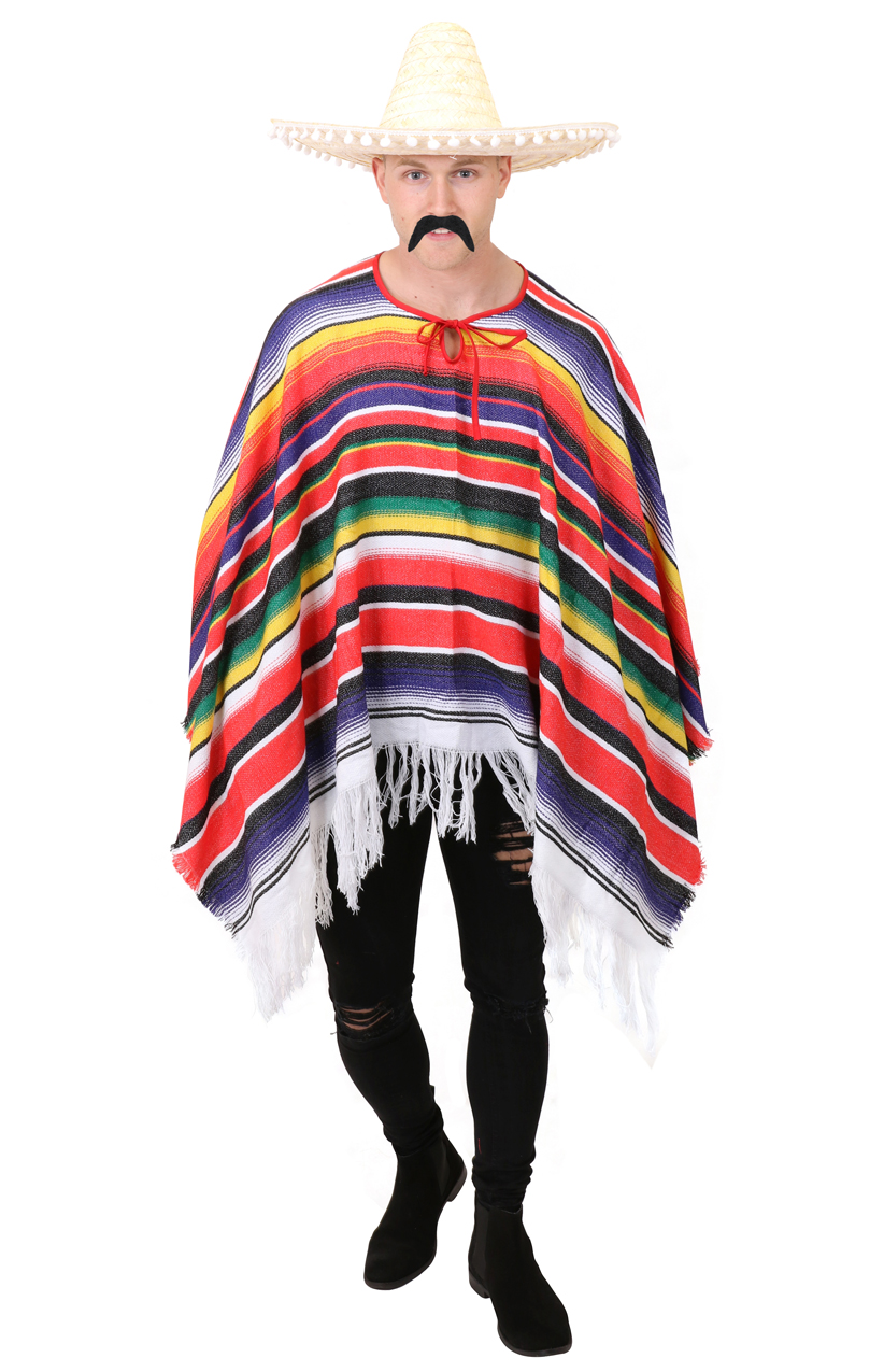 Sombrero Mexican Poncho Inflatable Maracas & Tash Costume Stag Party Outfit 